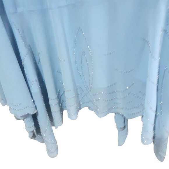 J.R.Nites Blue Women 26/24 Church Formal Suit Handkerchief Hem Crystal Beading - Picture 6 of 9